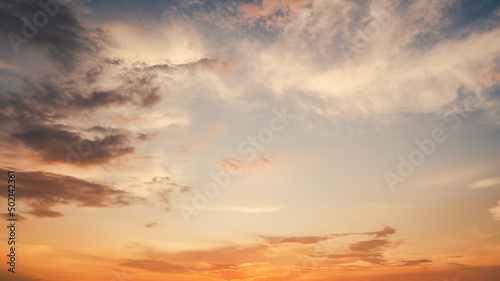 Sunset sky background,Landscape blue sky with clouds nature concept for cover banner background. © Hide_Studio