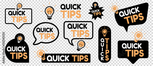 Quick Tips Icon Set - Different Vector Illustrations Isolated On Transparent Background