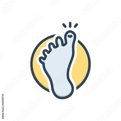 Color illustration icon for toe foot