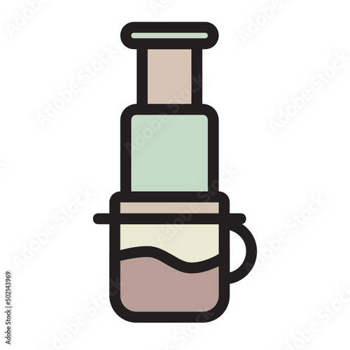 Aeropress , Coffee filled outline icon