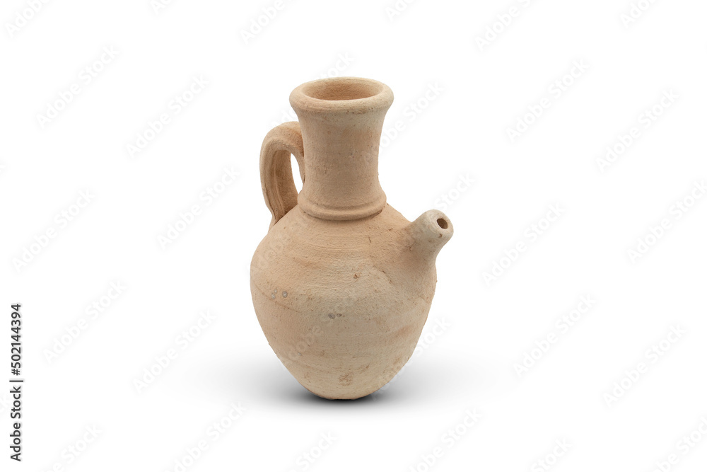 pottery jug isolated on white background 
