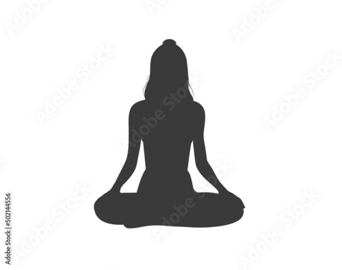 Yoga silhouette. Woman in lotus pose meditation.