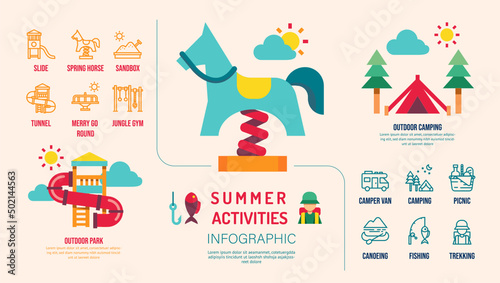 Summer activities infographic design template. design Vector.