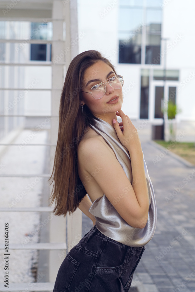 Young and sexy long hair woman model smiles Young and sexy long hair woman model smiles