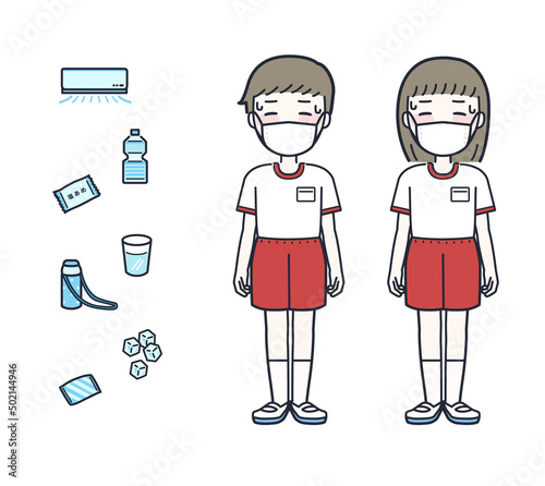 マスクの子どもの熱中症対策グッズ（体操服）