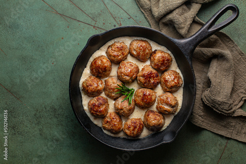 Картината върху платно Swedish Meatballs made with ground meat, onion, egg, bread crumbs and nutmeg