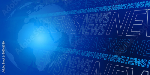 Slika na platnu Creative glowing blue breaking news pattern background with globe