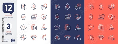 Set of 5g wifi, Electricity plug and Speech bubble line icons. Include Fake internet, Ph neutral, Help app icons. Inspect, Cardio training, International flight web elements. Recruitment. Vector