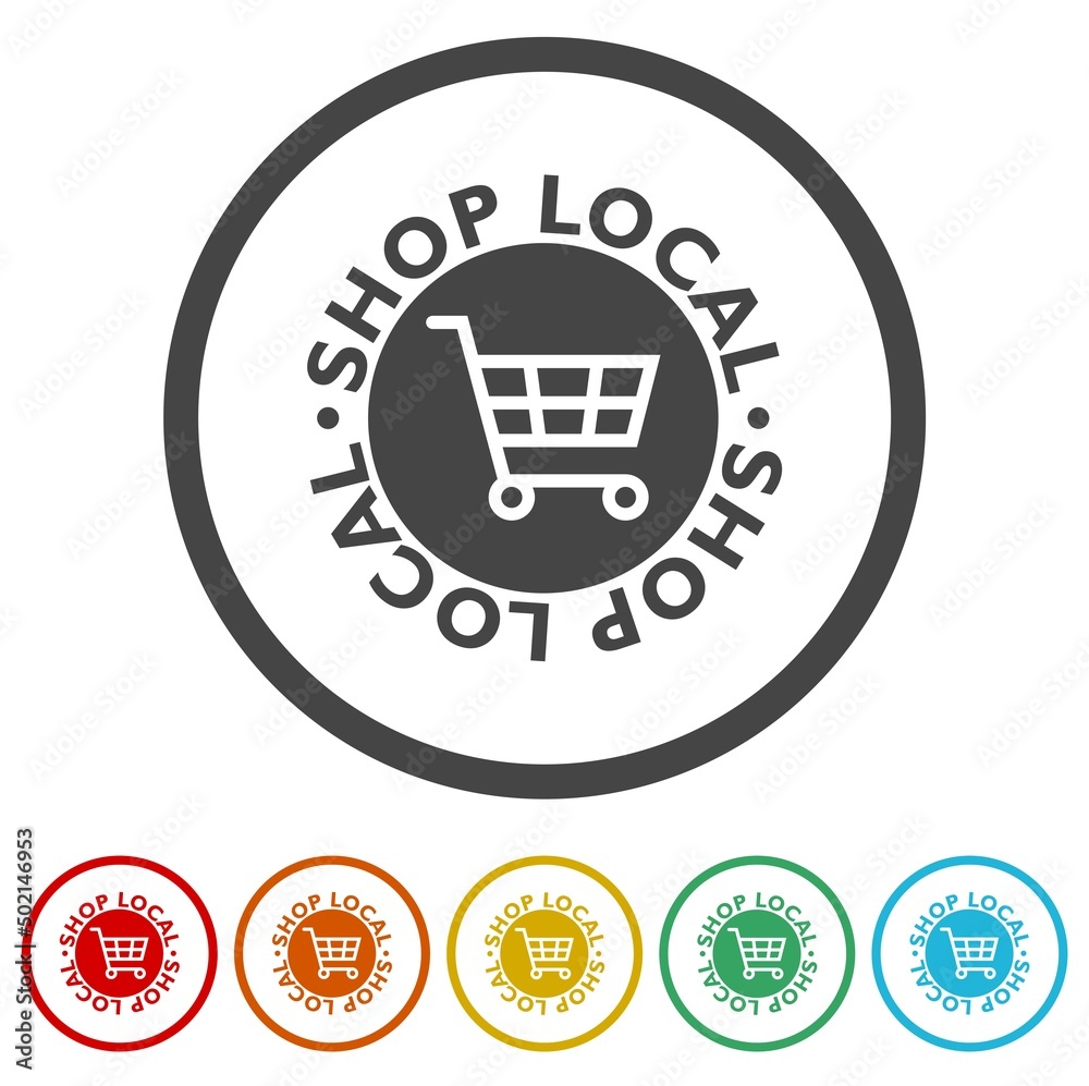 Shop local icon. Support local icon. Set icons colorful Shop local icon. Support local icon. Set icons colorful