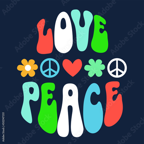 Love and peace color retro vector design