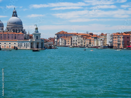 The grand canal in venice with car ferry in italy with cityscape view. © Kolorowo.online