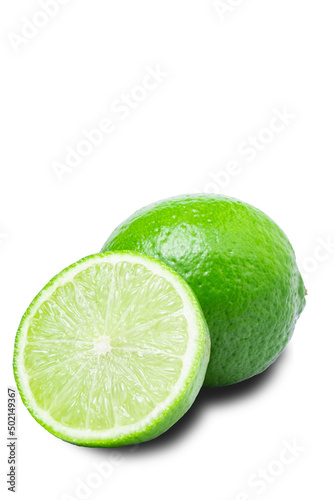 lime in isolated.Green lemon.Lemon isolated on white background with clipping path.copy space.