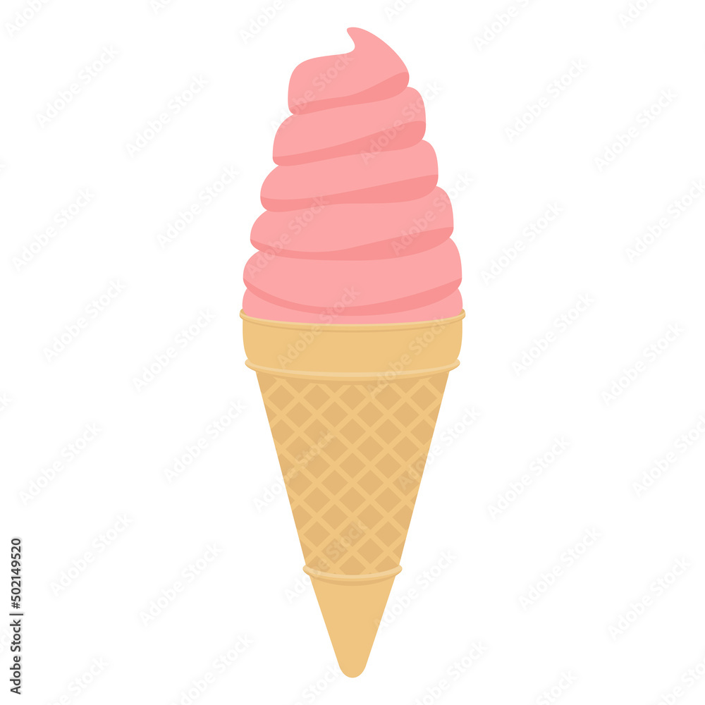 Vector illustration of strawberry soft serve ice cream cone. Vector illustration of strawberry soft serve ice cream cone.