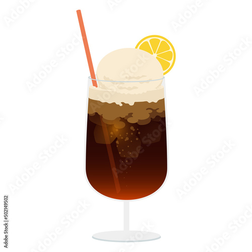 Vector illustration of Ice cream float, Cola float.