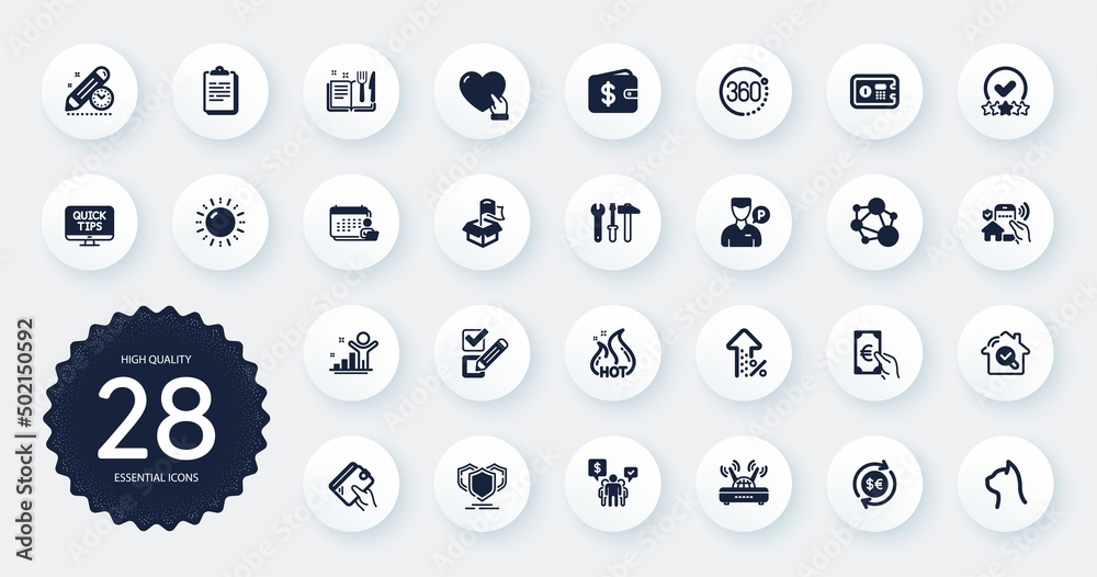 Set of Business icons, such as Delivery location, Pets care and Finance flat icons. Teamwork, Integrity, Hot sale web elements. Accounting, Money currency, Volunteer signs. 360 degrees. Vector Set of Business icons, such as Delivery location, Pets care and Finance flat icons. Teamwork, Integrity, Hot sale web elements. Accounting, Money currency, Volunteer signs. 360 degrees. Vector