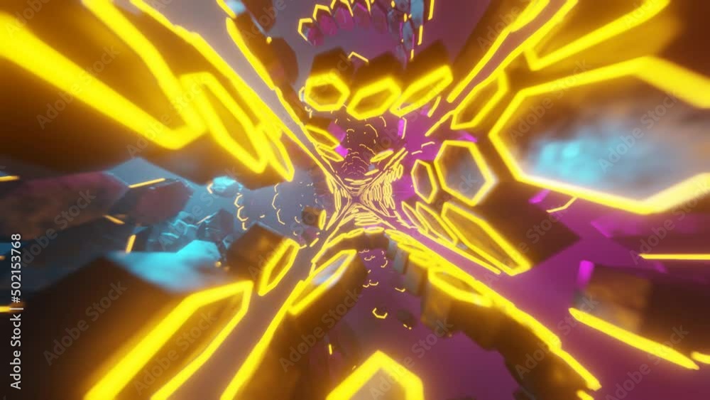 Dynamic Sci-fi cinematic color looped animation. Motion screensaver.