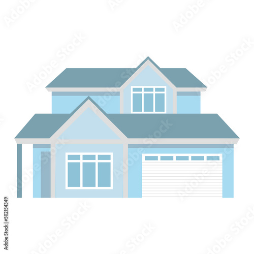 Comfortable cottage for family members semi flat color vector object. Two story house. Full sized item on white. Simple cartoon style illustration for web graphic design and animation