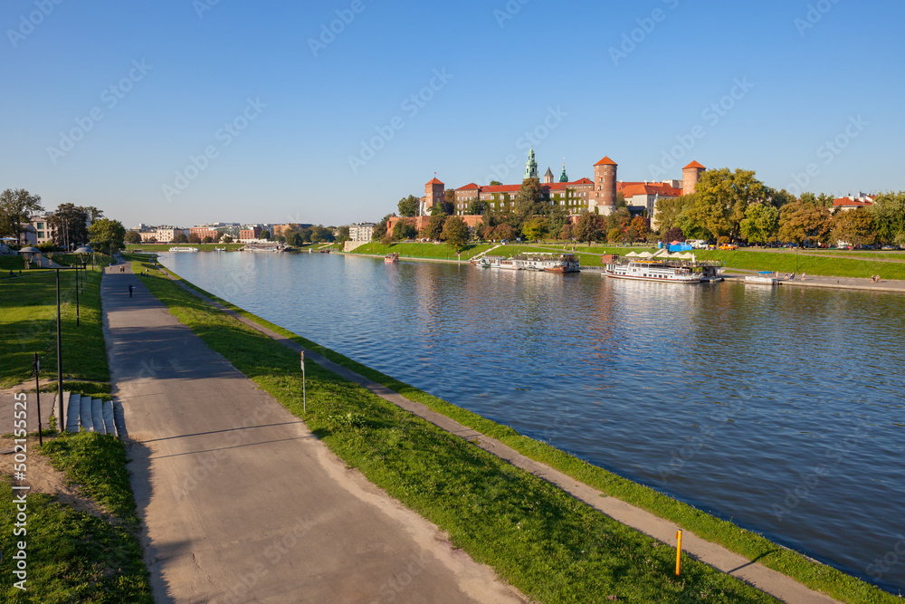 Vistula River And Wawel Castle In Krakow, Poland
