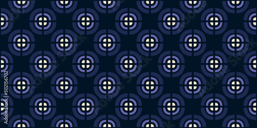 Simple geometric pattern abstract circle shape motif classic blue minimal background. Repeat tiny small element modern fabric design textile swatch ladies dress, man scarf, shirt all over print block