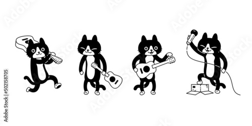 cat vector kitten calico icon guitar ukulele bass cartoon character logo symbol isolated doodle illustration clip art design