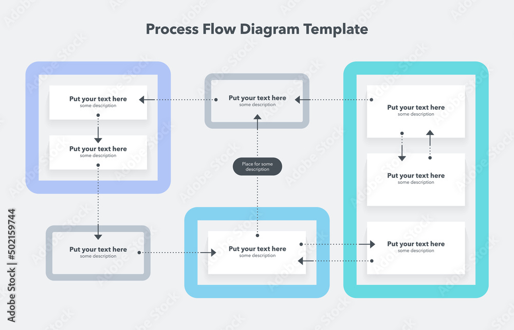 Simple modern template for process flow diagram. Flat design, easy to use for your website or presentation. Simple modern template for process flow diagram. Flat design, easy to use for your website or presentation.