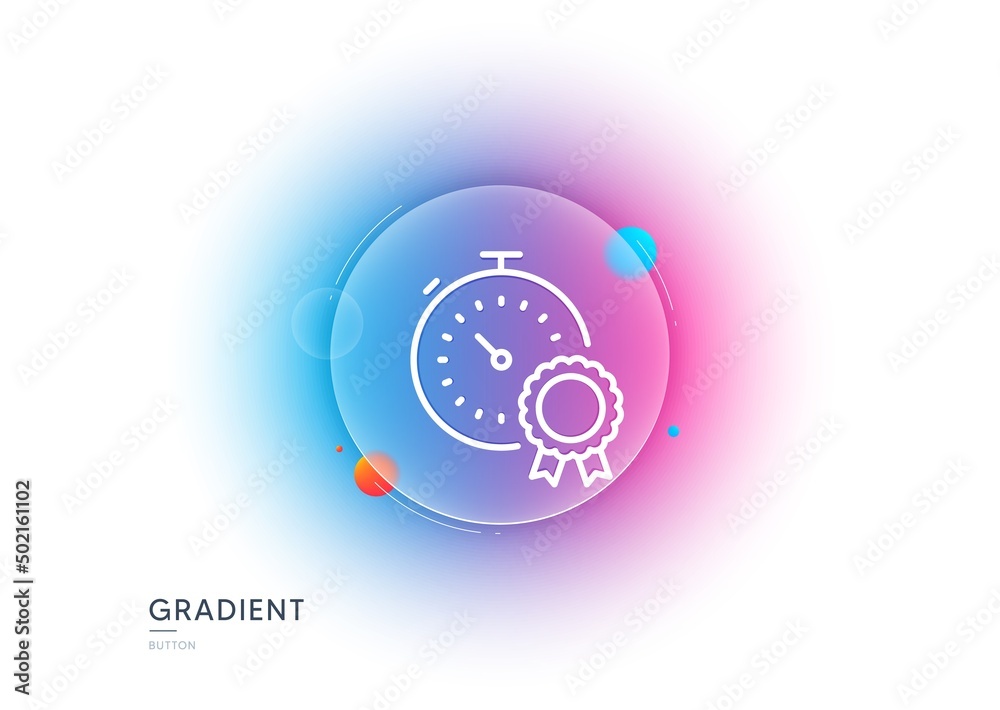 Best result line icon. Gradient blur button with glassmorphism. Timer award sign sign. Successful win symbol. Transparent glass design. Best result line icon. Vector Best result line icon. Gradient blur button with glassmorphism. Timer award sign sign. Successful win symbol. Transparent glass design. Best result line icon. Vector