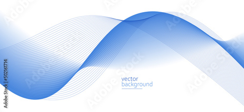 Smooth flow of wavy shape with gradient vector abstract background, light blue design curve line energy motion, relaxing music sound or technology.