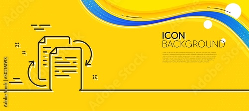 Documents workflow line icon. Abstract yellow background. Doc file page sign. Bureaucracy symbol. Minimal bureaucracy line icon. Wave banner concept. Vector