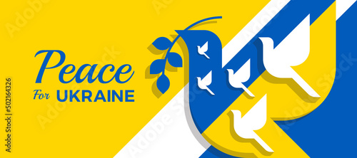 peace for ukraine - white pigeons of peace in blue yellow pigeons to flying sign vector design