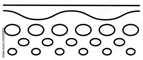 Black and white outline icon of a cutaway human skin. Simple minimalistic modern symbol with editable line thickness, isolated on transparent background