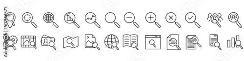 Search icon vector set. increase illustration sign collection. magnifier symbol or logo. photo
