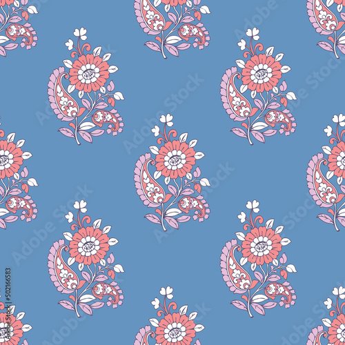 Indian flower block print seamless design