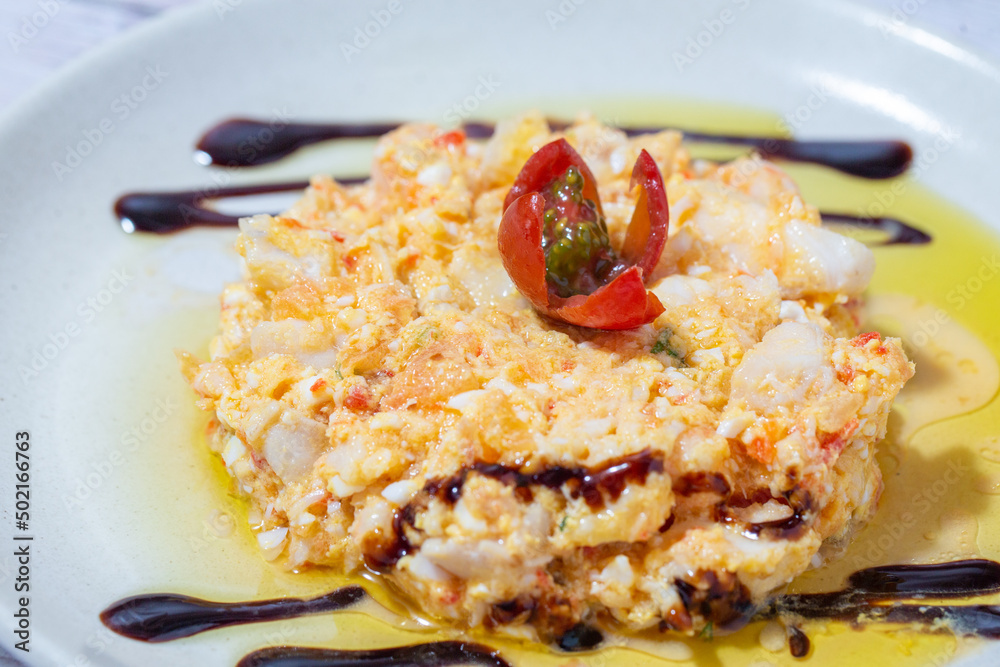 Russian salad with prawns and cherry tomato Russian salad with prawns and cherry tomato