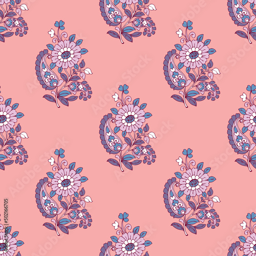Indian flower block print seamless design