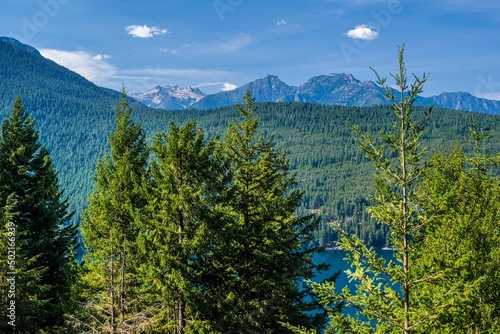 An overlooking view of nature in North Cascades NP  Washington