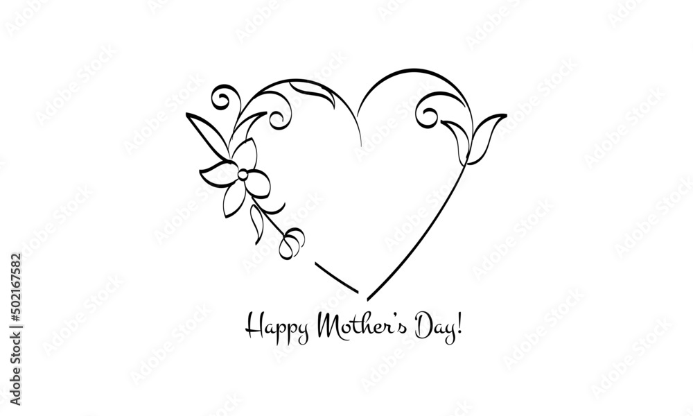 Happy Mother's Day. Floral Heart. Mothers day special design for print or use as poster, card, flyer, Tattoo or T Shirt