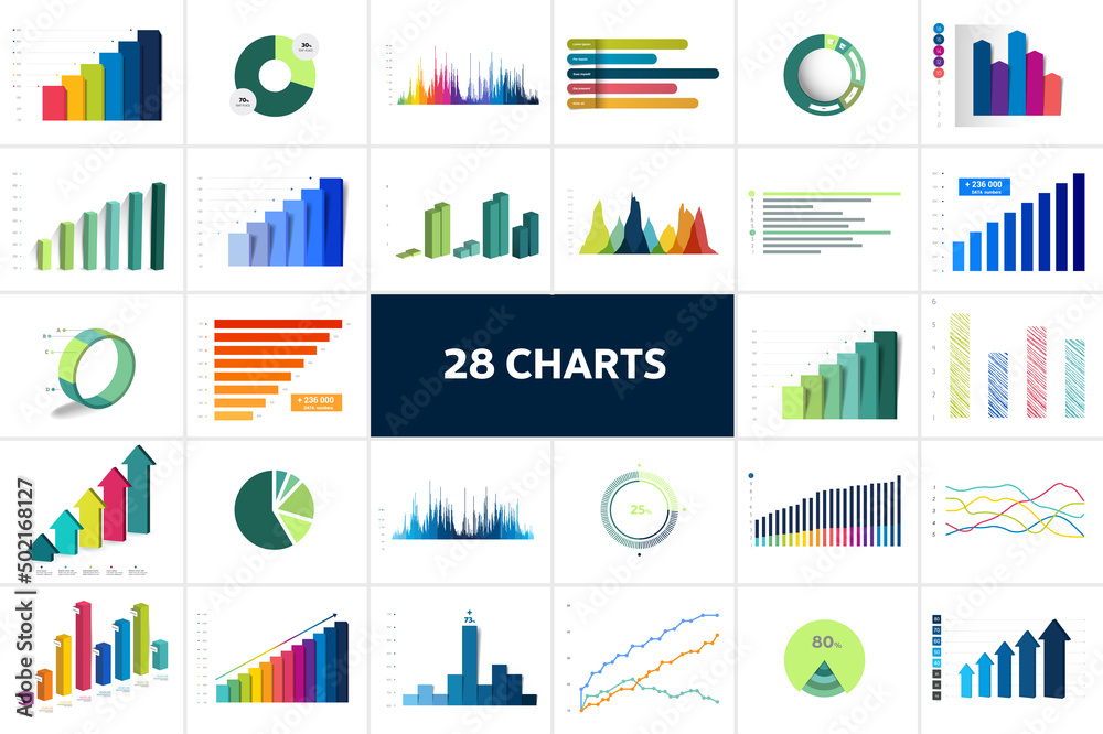 Charts, graphs.  Mega set of infographics business elements.