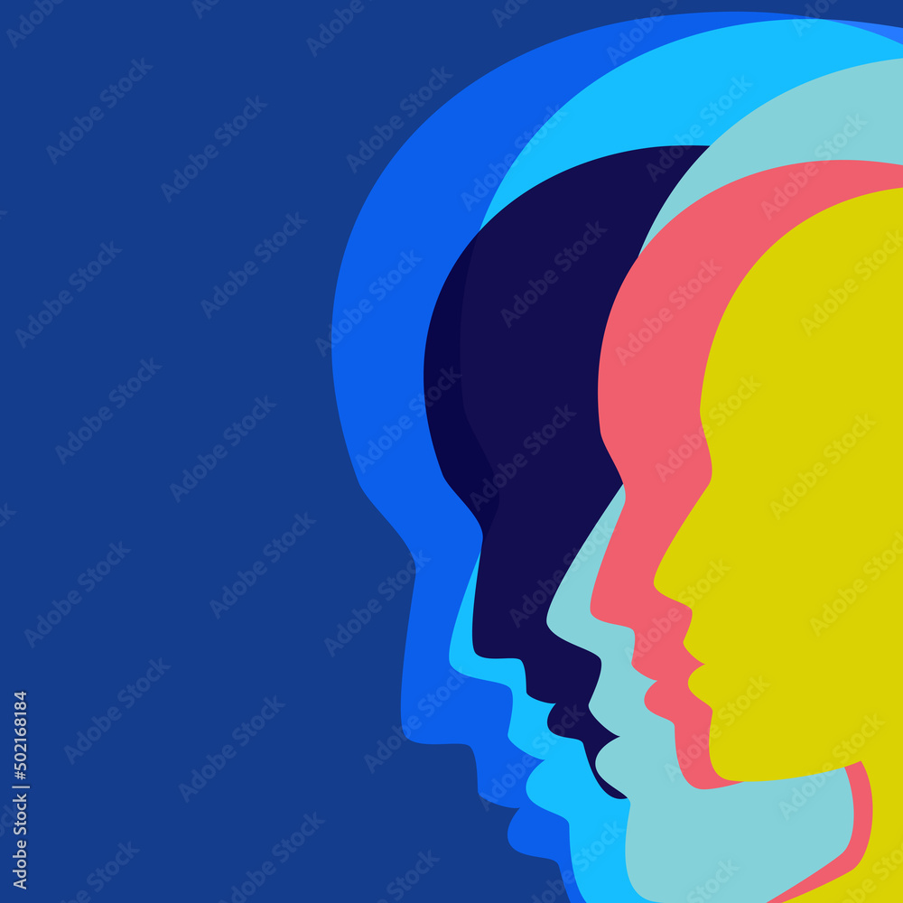Sadness, depression, alone woman concept. Vector ilustration.