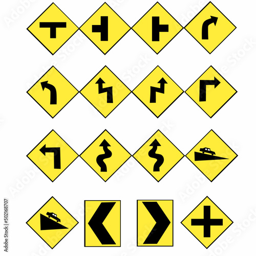 vector illustration icon symbol graphic design warning traffic sign on the highway