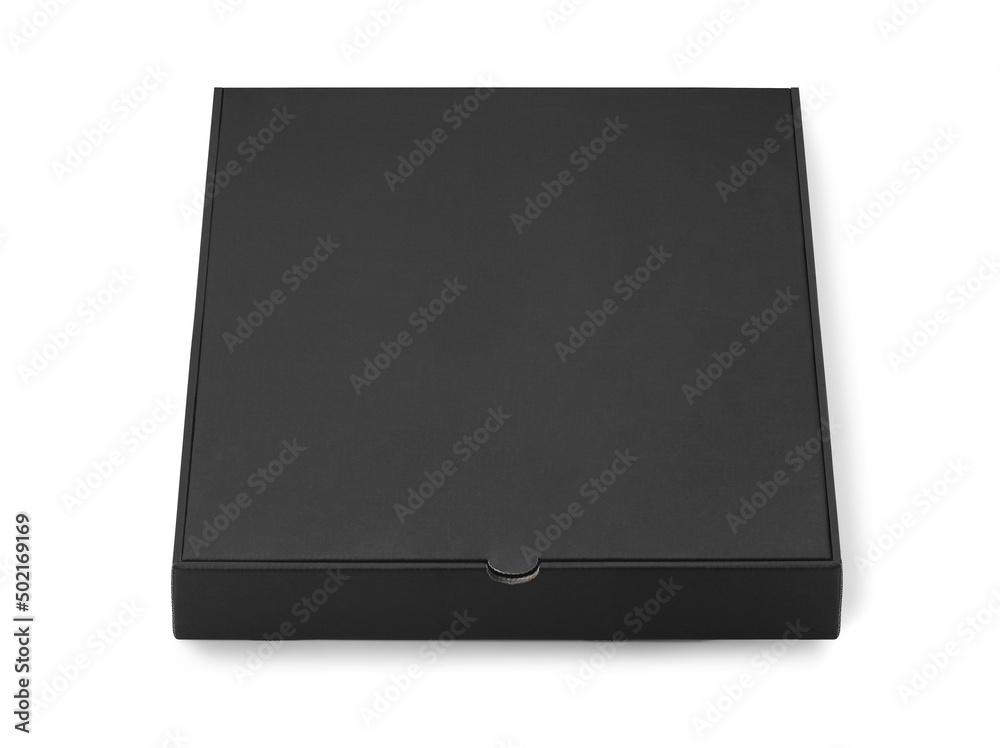 Close up of blank pizza box with copy space isolated on white background Close up of blank pizza box with copy space isolated on white background