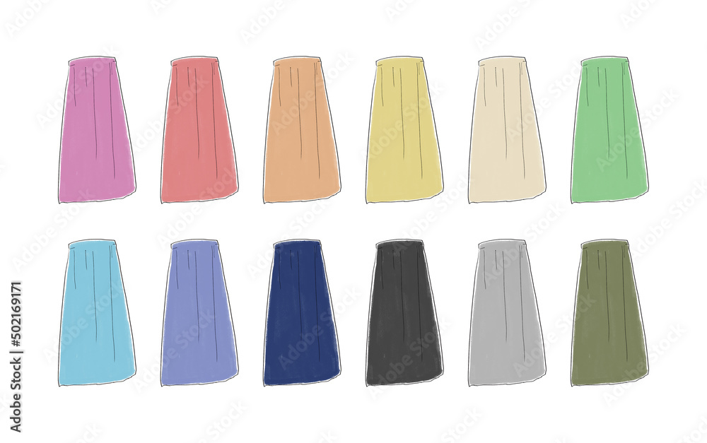ロングスカートのイラストセット ロングスカートのイラストセット