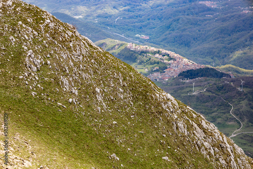 view of Latronico from Monte Alpi. Lucan Apennines, Basilicata, Italy