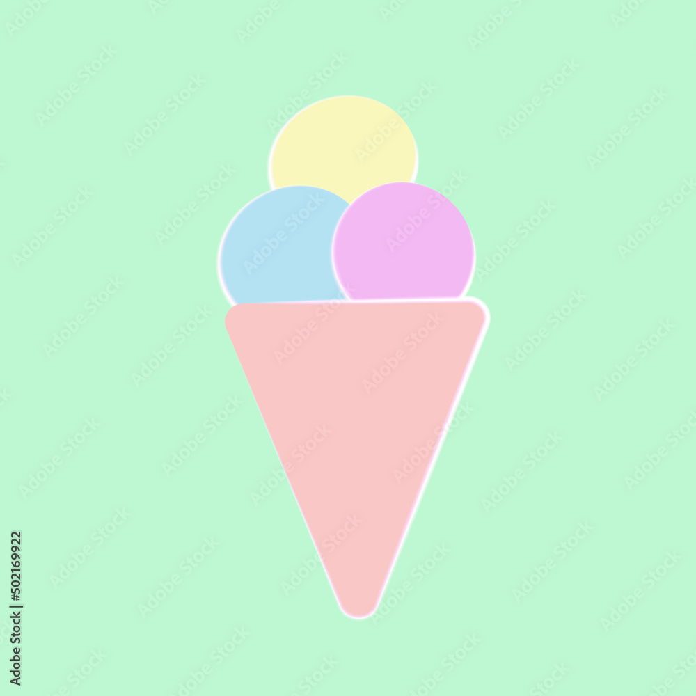 Vector illustration of ice cream  with neon effect.
