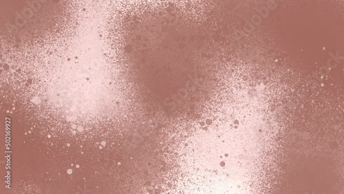 Paint splatter spray can spray bright bronze pink paints over white