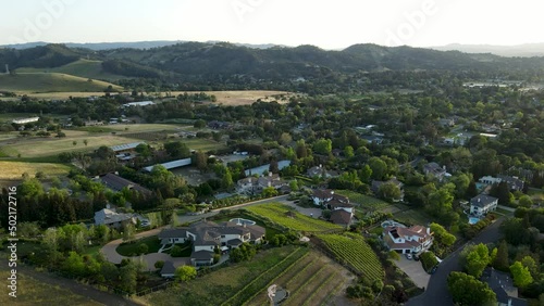 Suburban houses at foothills of Mt Diablo, in Rancho Paraiso district of Walnut Creek, California photo