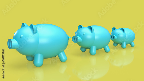 three piggy bank for saving or business concept 3d rendering