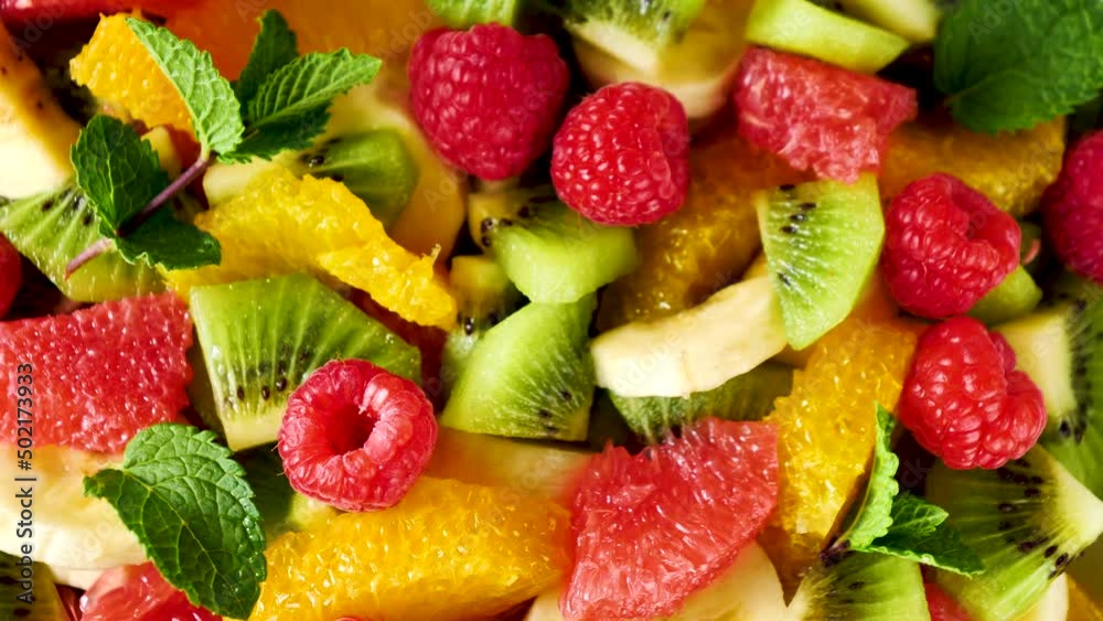 fresh fruits mixed rotating