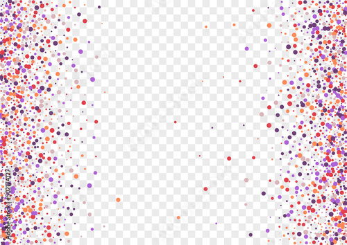 Bright Polka Background Transparent Vector. Circle Wallpaper Card. Multicolored Fete. Colorful Confetti Holiday. Dot Carnaval Texture.