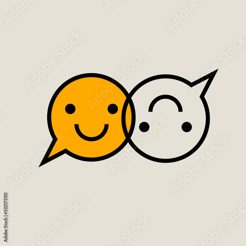 Two comments with logo smiles. Communication icon