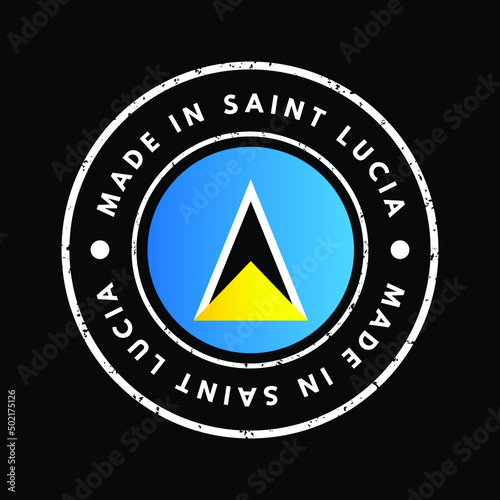 Made in Saint Lucia text emblem stamp, concept background photo